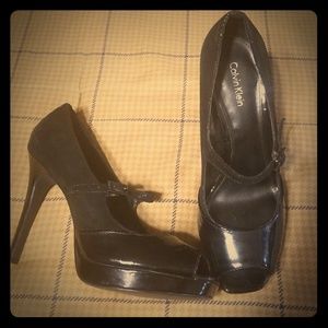 Calvin Klein Black Peep Toe Heels